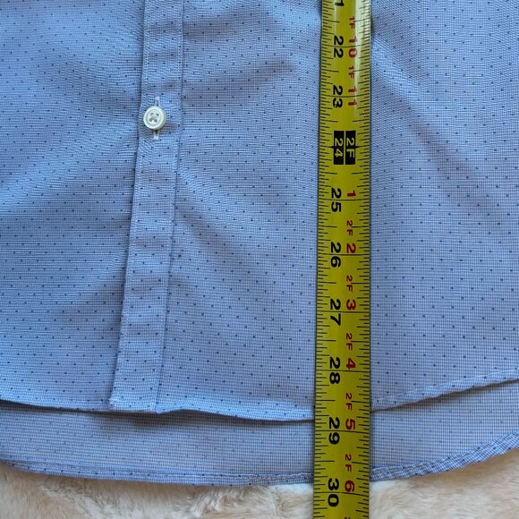 Kenneth Cole Awearness Blue Non-Iron Slim Fit Long Sleeve Button-Up Dress Shirt - Picture 15 of 15